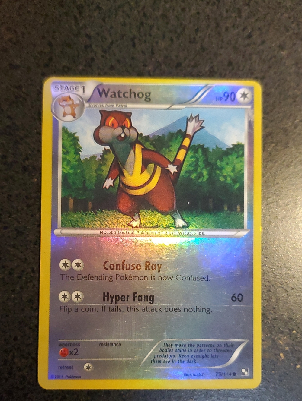 Pokemon Watchog Yellow Border Shiny Trading Card